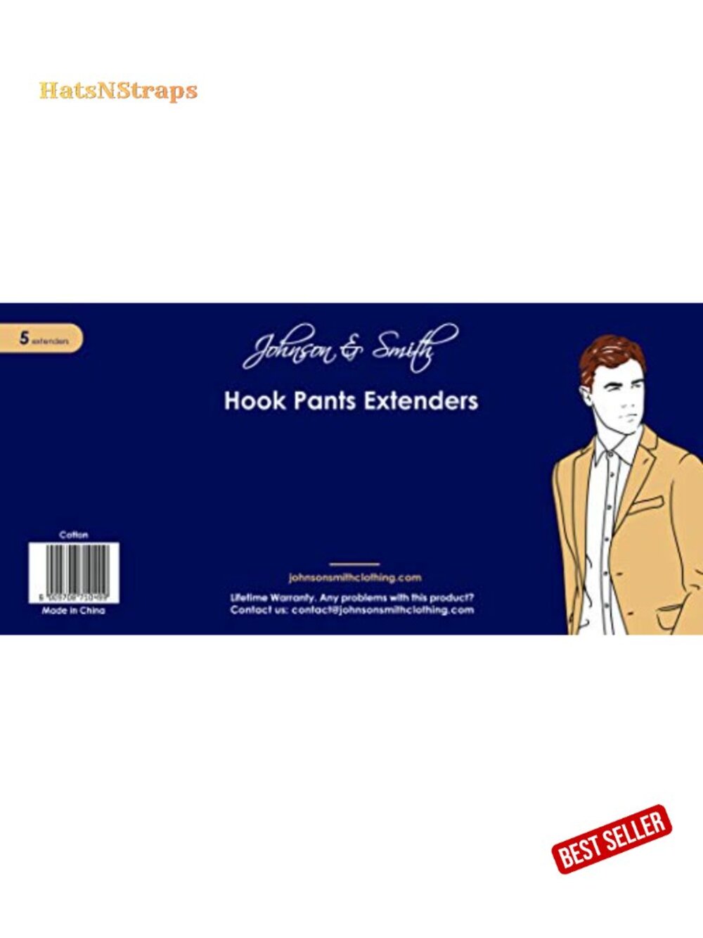 Cotton Waist Extender for Pants, Adjustable 1/2 to 2.5 Inches, 5 Pack, No Sew - Picture 2 of 6